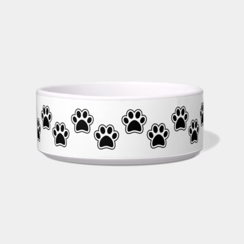 Personalized Name with Black Paw Prints Pet Bowl