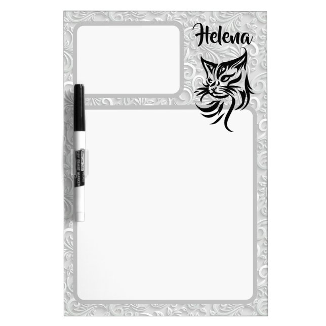 Personalized Name with Cat Floral Message Board (Front)