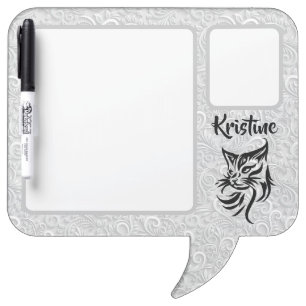 Personalized Name with Cat Floral Message Board