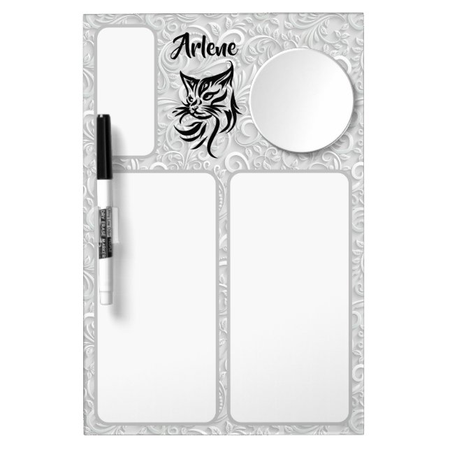 Personalized Name with Cat Floral Message Board (Front)