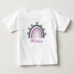 Personalized Name with Cute Boho Rainbow  Baby T-Shirt