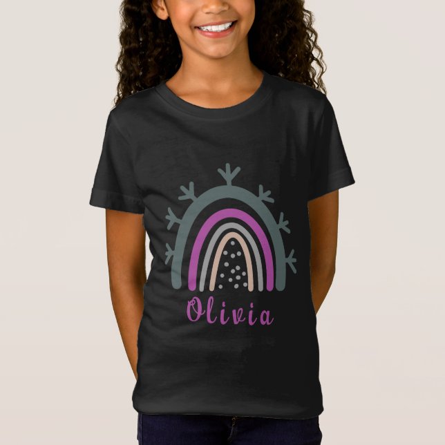 Personalized Name with Cute Boho Rainbow  T-Shirt (Front)