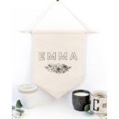 Personalized Name With Florals Hanging Wall Banner (Front)