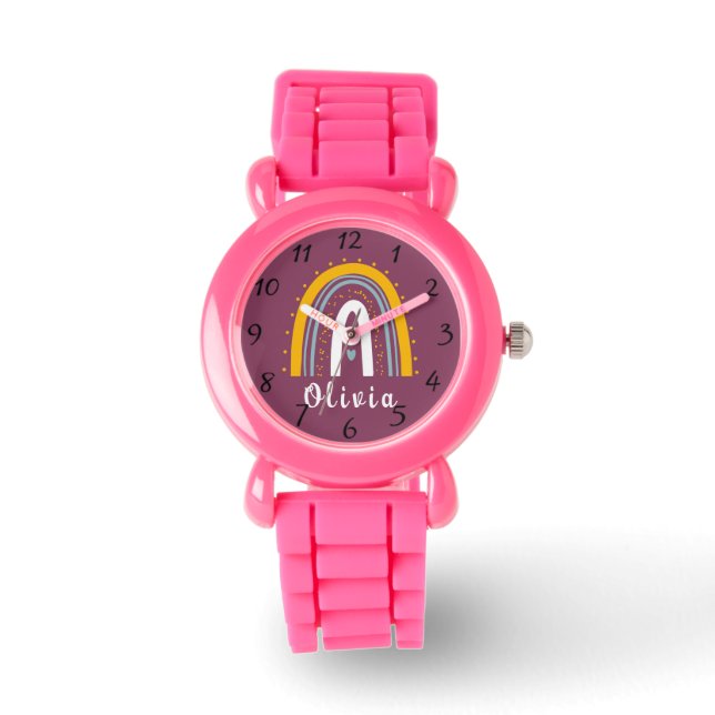 Personalized Name with Minimalist Boho Rainbow Watch (Front)