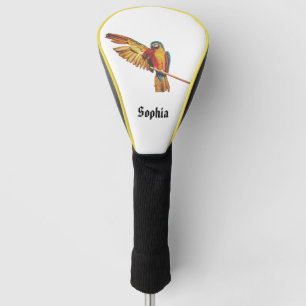 Personalized Name with parrot macaw bird WHITE Golf Head Cover