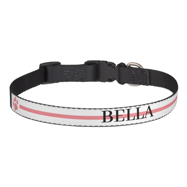 Personalized Name with Pink Paw Pet Collar (Front)