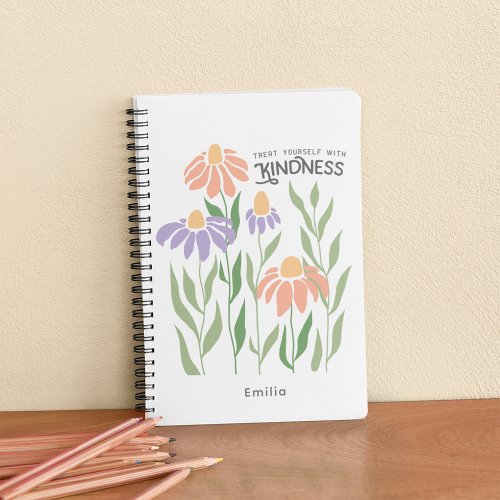 Personalized Name With Quotes And Boho Floral Notebook