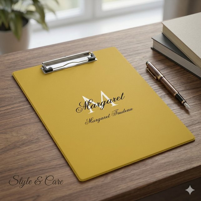 Personalized Name with Stylish Monogram M Gold Clipboard (Personalized Name with Stylish Monogram M Gold Clipboard)