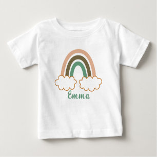 Personalized Name with Trendy Boho Rainbow Baby T-Shirt