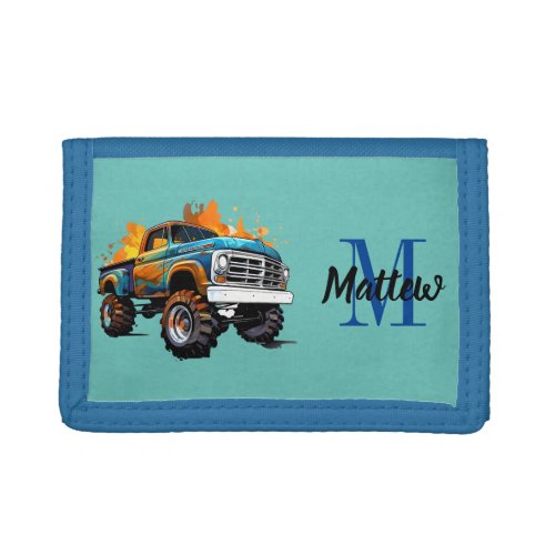Personalized Name with truck kids Trifold Wallet