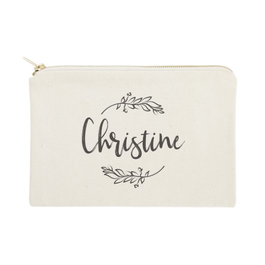 Personalized Name With Vine Cosmetic Bag (Front)
