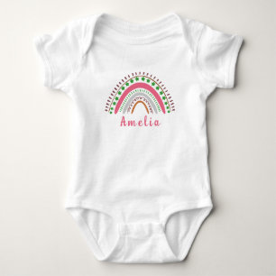Personalized Name with Whimsical Boho Rainbow Baby Bodysuit
