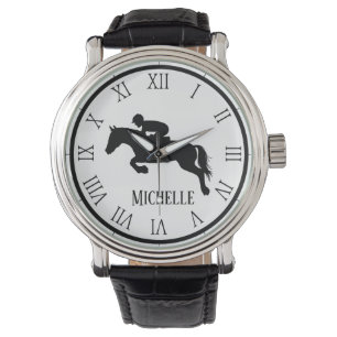 Personalized Name withe and black Horse Watch
