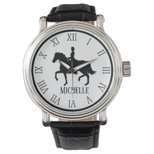 Personalized Name withe and black Horse Watch