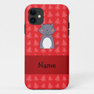 Personalized name wolf red christmas trees iPhone 11 case