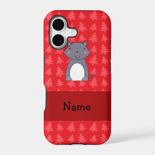 Personalized name wolf red christmas trees iphone case (Back)