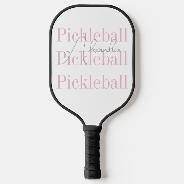 Personalized Name Women's Pink Minimal Pickleball Paddle (Front)