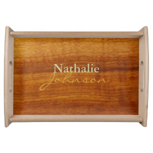 Personalized name wood like serving tray