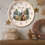 Personalized Name Woodland Animals Clock<br><div class="desc">Bring the enchantment of the forest into your home with our Woodland Forest Animals Clock. Adorned with charming illustrations of woodland creatures amidst a lush forest backdrop, this clock adds a whimsical touch to any room in your house. Crafted with precision and attention to detail, our clock captures the playful...</div>