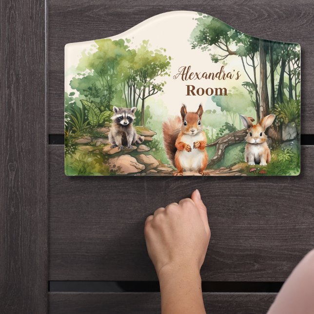 Personalized Name Woodland Animals Door Sign (Creator Uploaded)