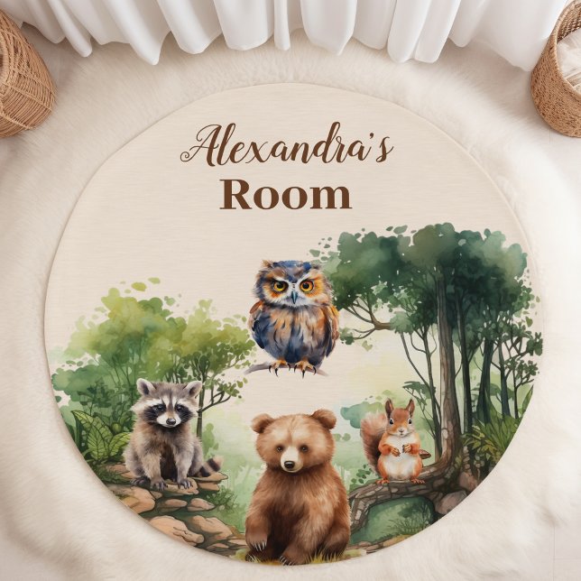 Personalized Name Woodland Animals Rug (Creator Uploaded)