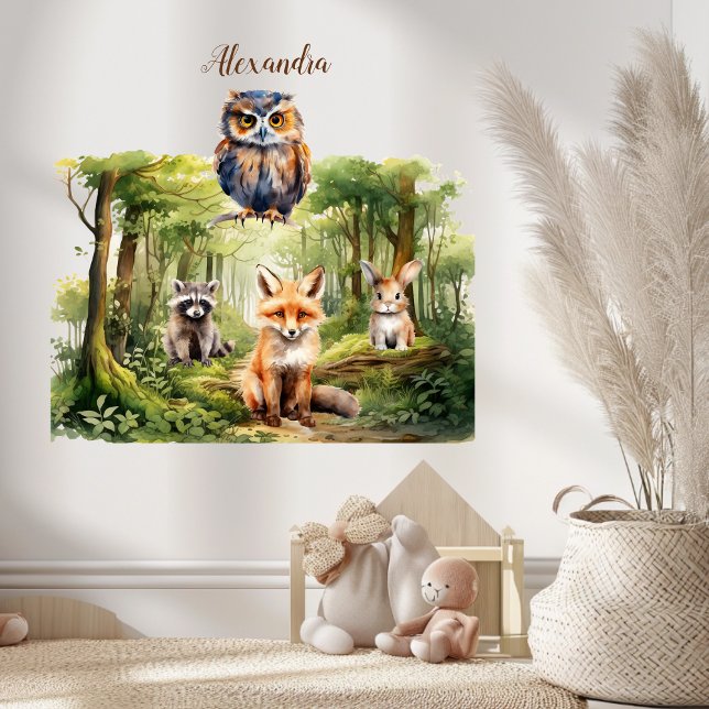Personalized Name Woodland Animals Wall Decal (Creator Uploaded)