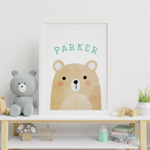 Personalized Name Woodland Art Print   Nursery Art