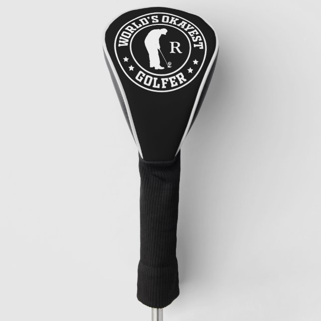 Personalized Name Worlds Okayest Golfer Golf Head Cover (Front)