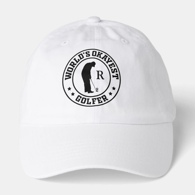 Personalized Name Worlds Okayest Golfer Hat (Front)