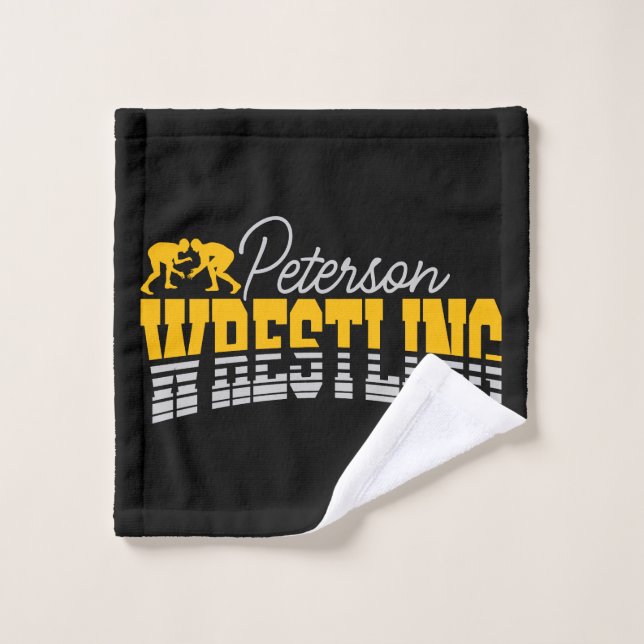 Personalized NAME Wrestling School Team Wrestler Bath Towel Set (Wash Cloth)
