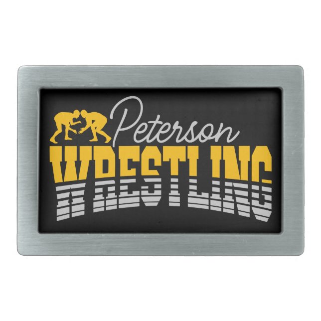 Personalized NAME Wrestling School Team Wrestler  Belt Buckle (Front)