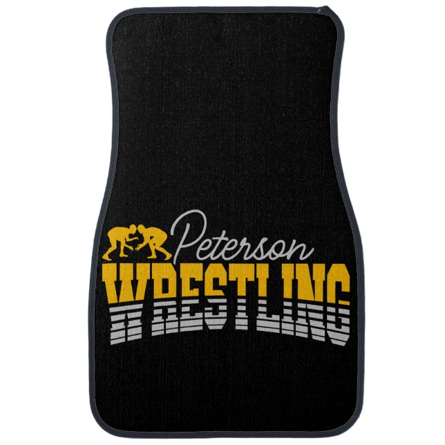 Personalized NAME Wrestling School Team Wrestler Car Floor Mat (Front)