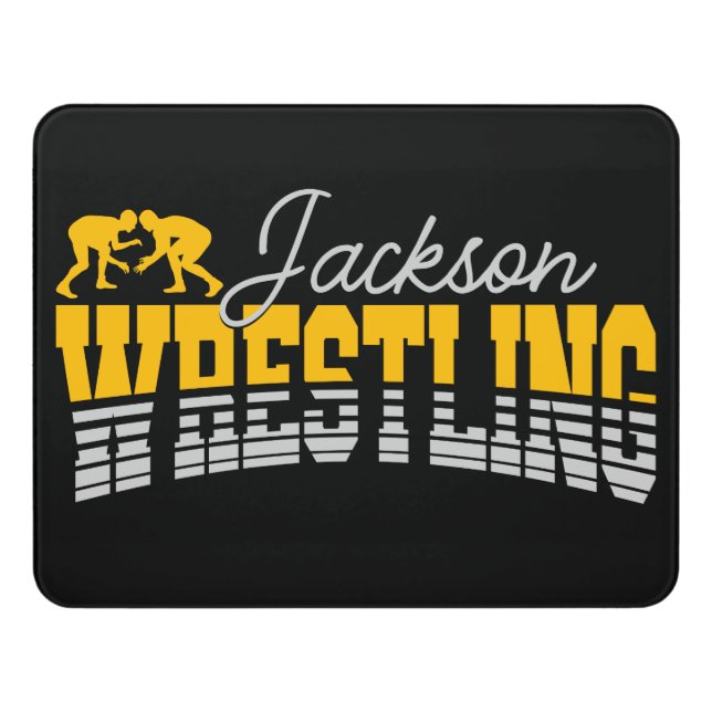 Personalized NAME Wrestling School Team Wrestler  Door Sign (Contemporary Front)