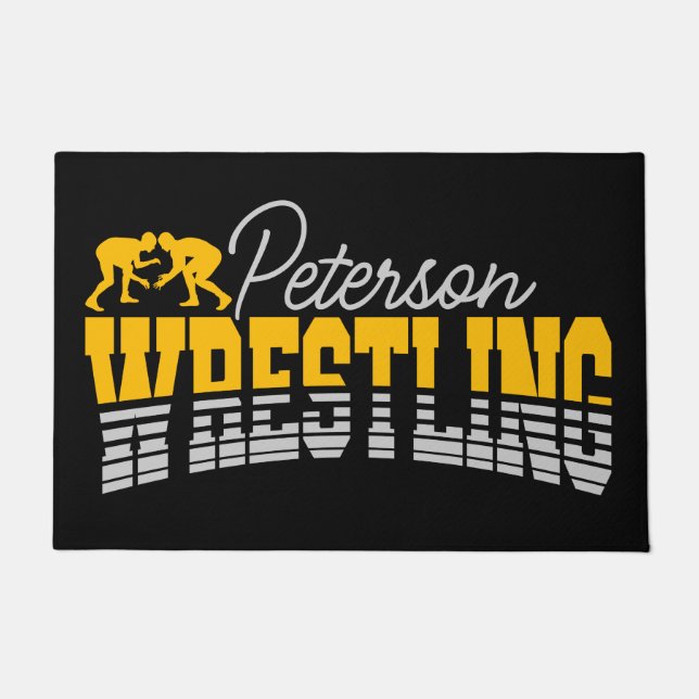 Personalized NAME Wrestling School Team Wrestler  Doormat (Front)