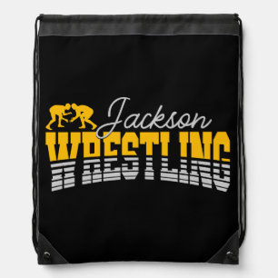 Personalized NAME Wrestling School Team Wrestler Drawstring Bag