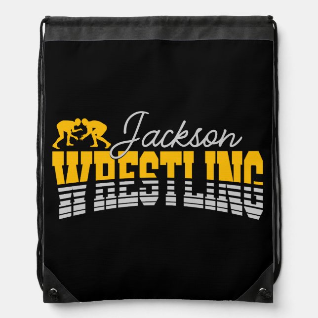 Personalized NAME Wrestling School Team Wrestler  Drawstring Bag (Front)