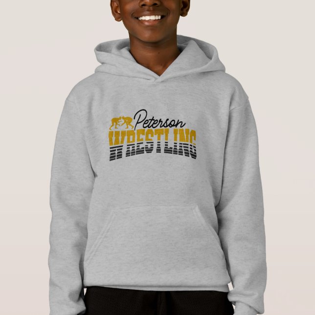 Personalized NAME Wrestling School Team Wrestler  Hoodie (Front)