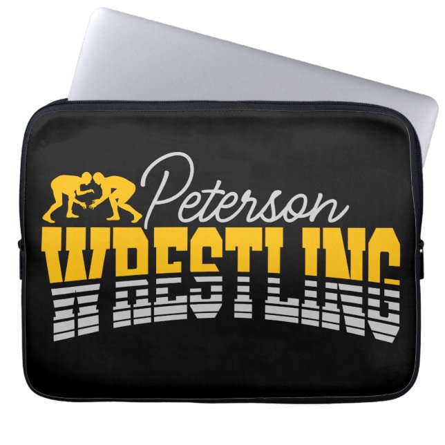 Personalized NAME Wrestling School Team Wrestler  Laptop Sleeve (Front)