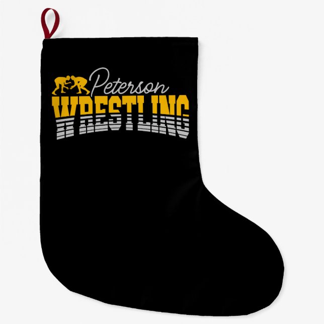 Personalized NAME Wrestling School Team Wrestler Large Christmas Stocking (Front)