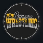 Personalized NAME Wrestling School Team Wrestler  Large Clock<br><div class="desc">Wrestling ADD NAME School Champion Team Wrestler Sports Athlete design - Customize with your Name or Custom Text!</div>