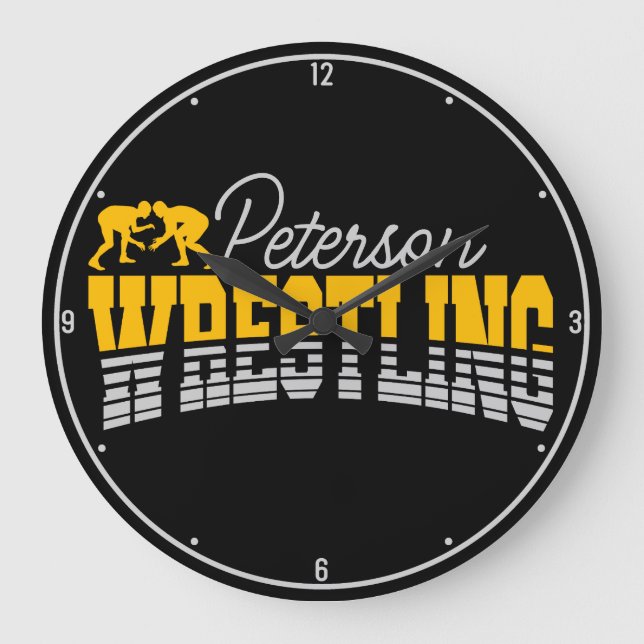 Personalized NAME Wrestling School Team Wrestler  Large Clock (Front)
