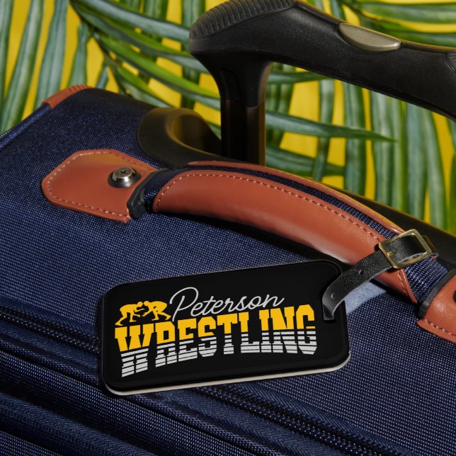 Personalized NAME Wrestling School Team Wrestler Luggage Tag (Front Insitu 3)