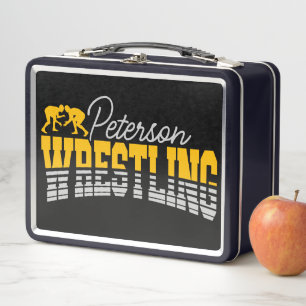 Personalized NAME Wrestling School Team Wrestler Metal Lunch Box