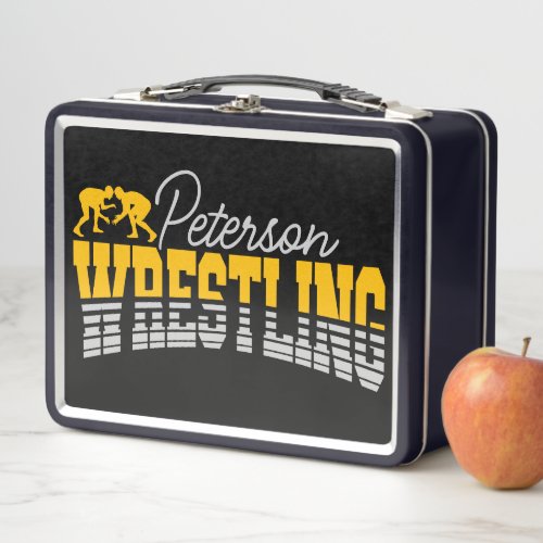 Personalized NAME Wrestling School Team Wrestler  Metal Lunch Box