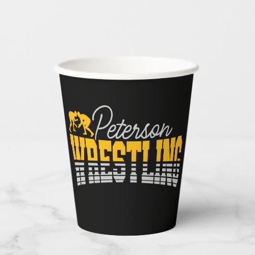 Personalized NAME Wrestling School Team Wrestler Paper Cups