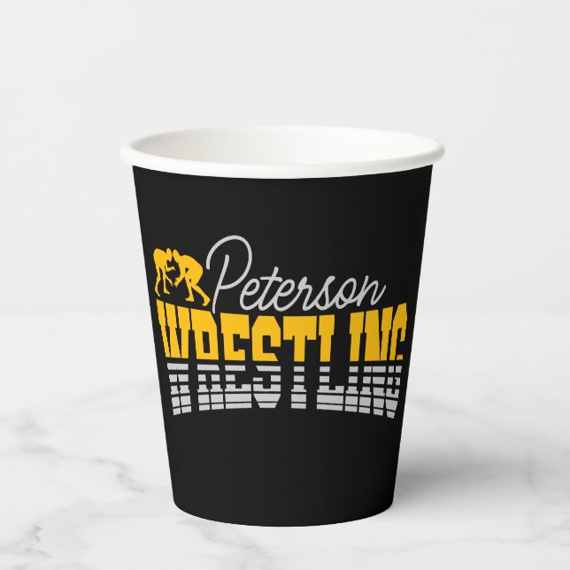 Personalized NAME Wrestling School Team Wrestler Paper Cups (Front)
