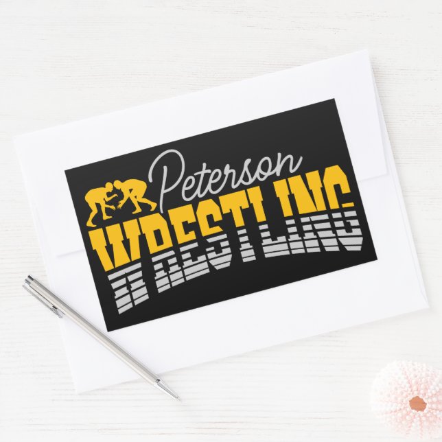 Personalized NAME Wrestling School Team Wrestler  Rectangular Sticker (Envelope)