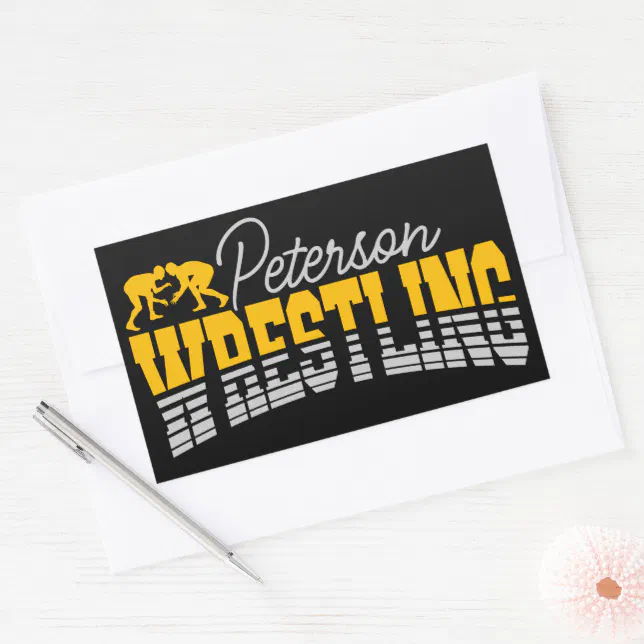 Personalized NAME Wrestling School Team Wrestler Rectangular Sticker ...