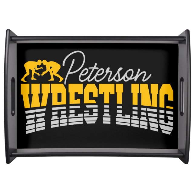 Personalized NAME Wrestling School Team Wrestler  Serving Tray (Front)