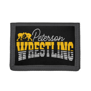 Personalized NAME Wrestling School Team Wrestler Tri-fold Wallet